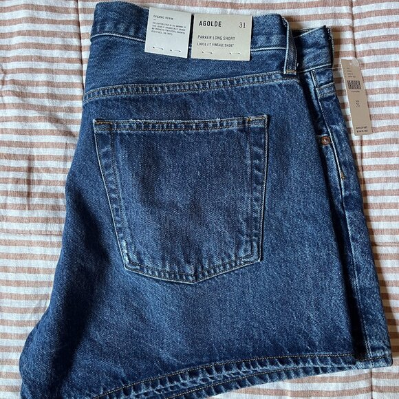 NWT AGOLDE Parker Long Short Denim Midi